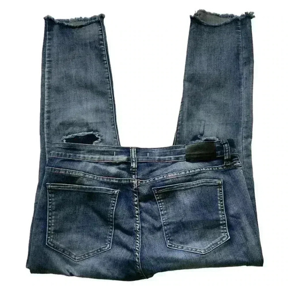Tiffany Skinny Ankle Denim Jeans Womens Size 14 Distressed Tapered Raw Hem Blue - Picture 7 of 12